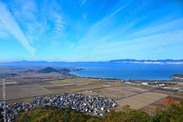 Fototapeta 八幡山城西の丸跡から琵琶湖の眺め　滋賀県近江八幡市