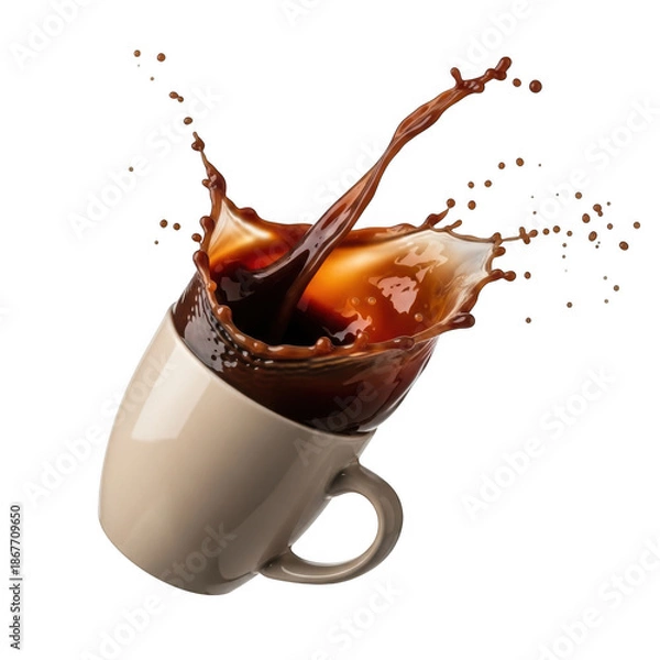Obraz Coffee splash isolated on transparent background