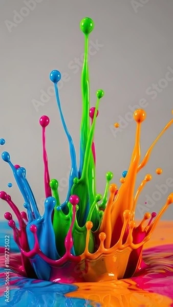 Obraz Vibrant paint splashes in dynamic colorful explosion
