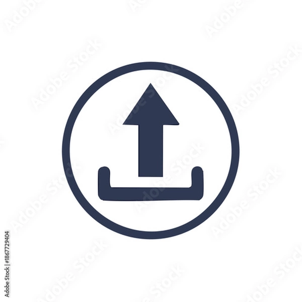 Obraz Upload icon with arrow pointing upward within dark circle for data transfer process