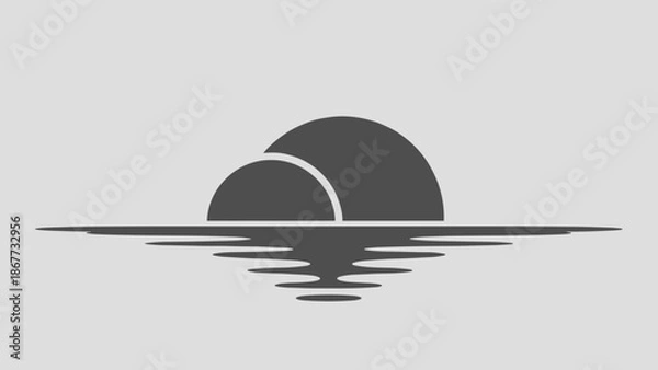 Obraz Minimalist Sunset Over Water Reflection Graphic.