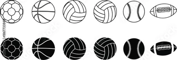 Obraz Sports balls icon set Vector
