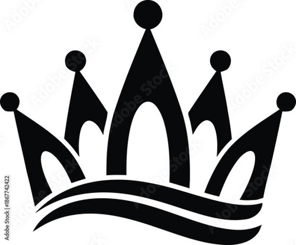 Obraz Abstract royal crown icon with wave elements