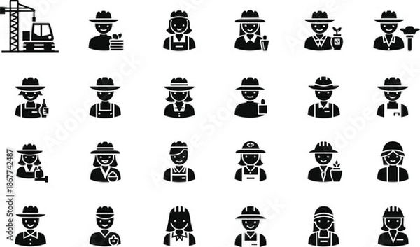 Obraz Icon set of occupations Vector