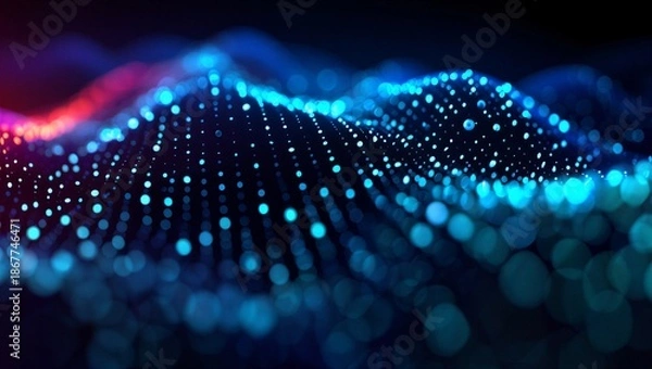 Fototapeta Abstract Blue Red Technology Dot Wave