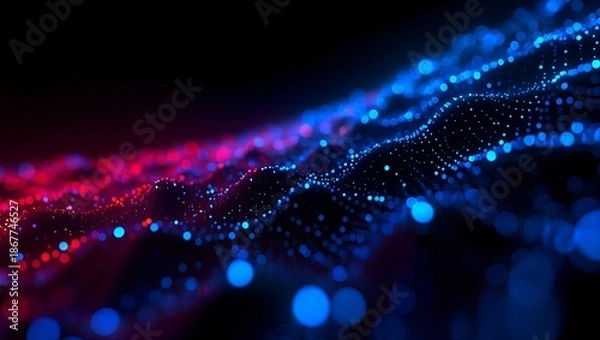 Fototapeta Abstract Blue Red Technology Dot Wave
