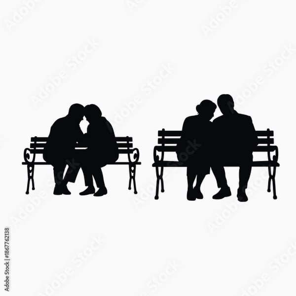 Obraz Silhouettes on benches