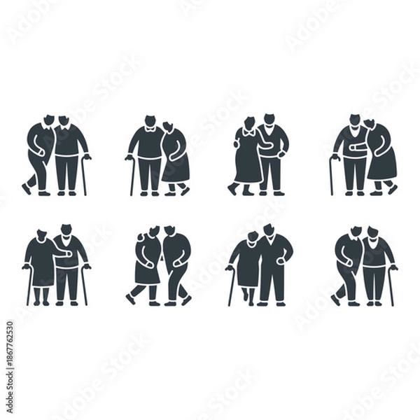 Obraz Elderly couples walking together