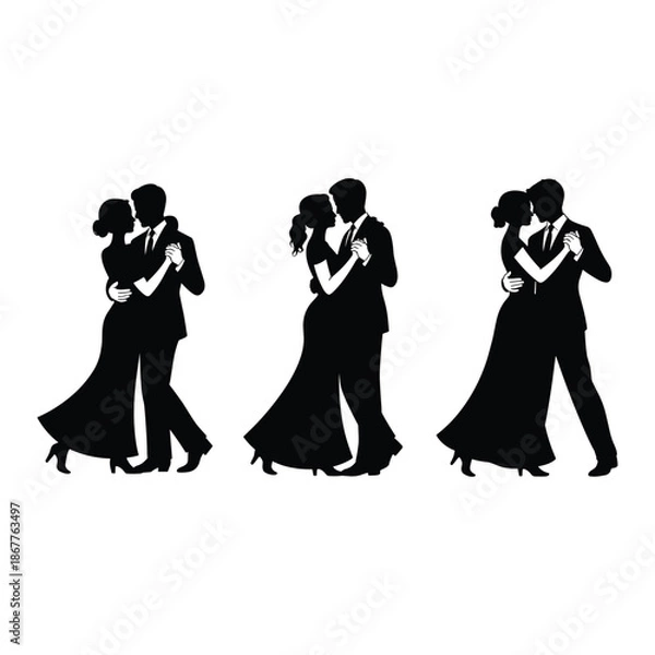 Obraz Silhouettes of dancing couples