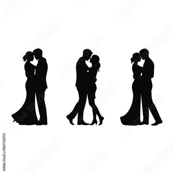 Obraz Silhouettes of couples dancing