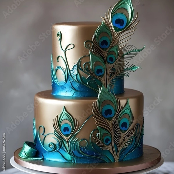 Obraz cake with peacock feathers