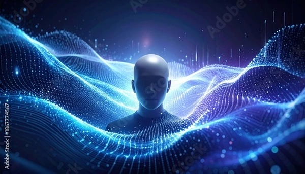 Fototapeta Anonymous Figure in a Data Stream