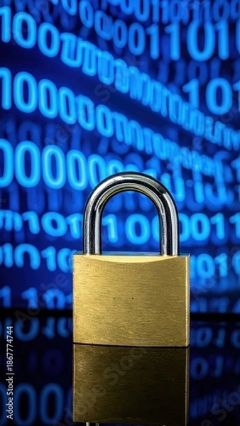 Fototapeta Digital Padlock Symbolizing Encrypted Data Privacy