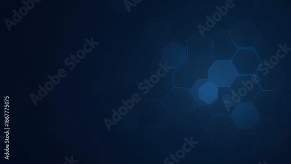 Obraz Dark Blue Abstract Hexagonal Pattern Background with Futuristic Technology Feel