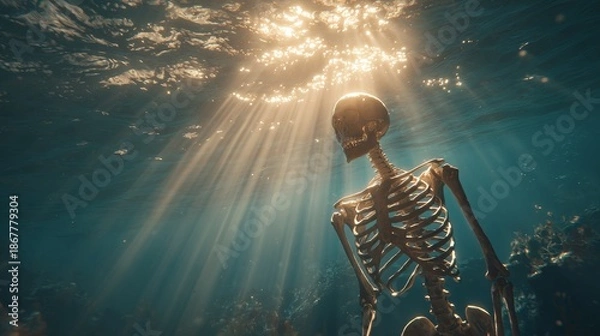 Obraz human skeleton under the sea