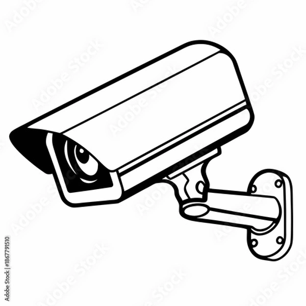 Obraz Security camera icon in simple black and white design  