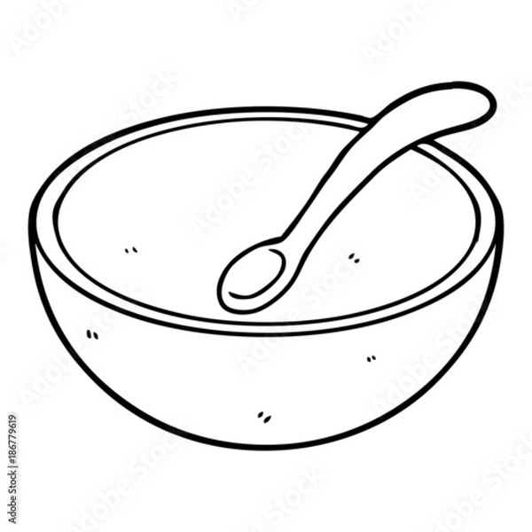 Obraz cartoon wooden bowl and spoon