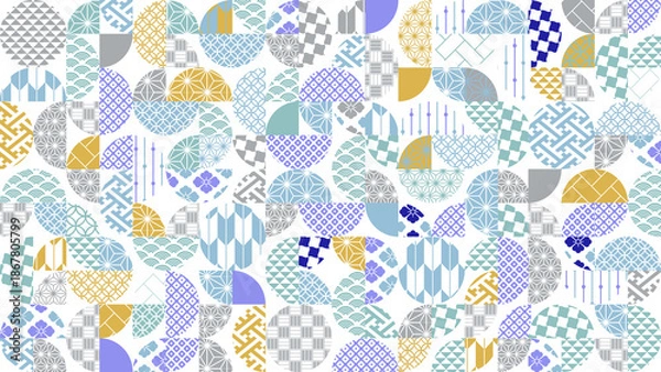 Obraz 冬の季節の彩り和柄背景イラスト
