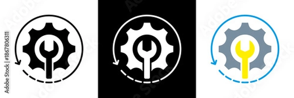 Obraz Maintenance Icon Set Glyph vector Illustration 