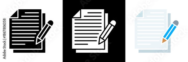 Obraz Documentation Icon Set Glyph vector Illustration 