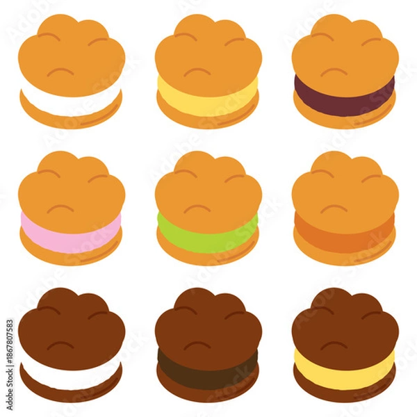 Obraz シュークリームのバリエーションイラスト