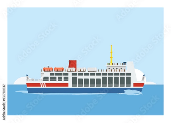 Fototapeta Ferry ship. Simple flat illustration.