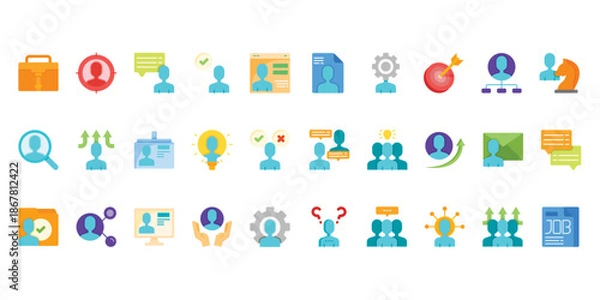 Obraz Human Resources icons set vector illustration