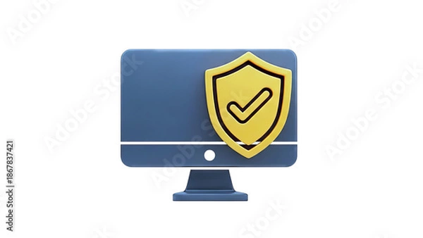 Fototapeta Computer Security Shield with Checkmark Icon