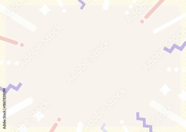 Obraz 淡色ベージュのレトロ装飾フレーム背景 横長デザイン｜A4 高画質