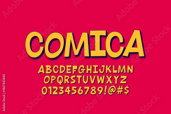 Obraz vintage retro comic font set