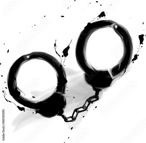 Obraz 水墨画の手錠の挿絵イラスト