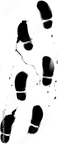 Obraz 墨で描いた足跡・探偵・証拠のシルエット素材