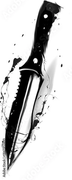 Obraz 墨でで描いた和風アートのナイフのイラスト素材