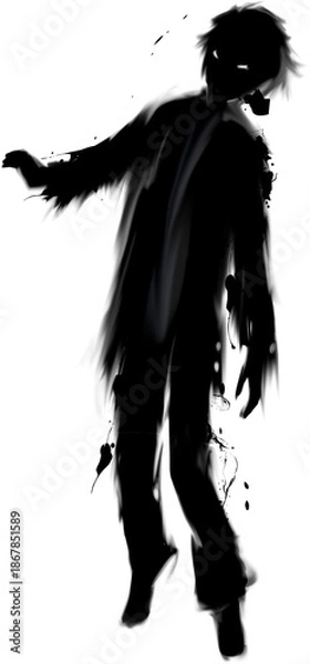Obraz 墨で描いた男ゾンビのシルエットイラスト