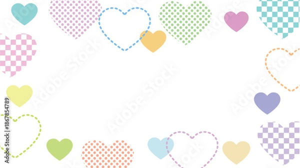 Fototapeta ハート　バレンタイン　カラフル　フレーム　背景