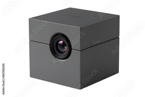 Obraz Small gray cube shaped camera isolated on transparent background