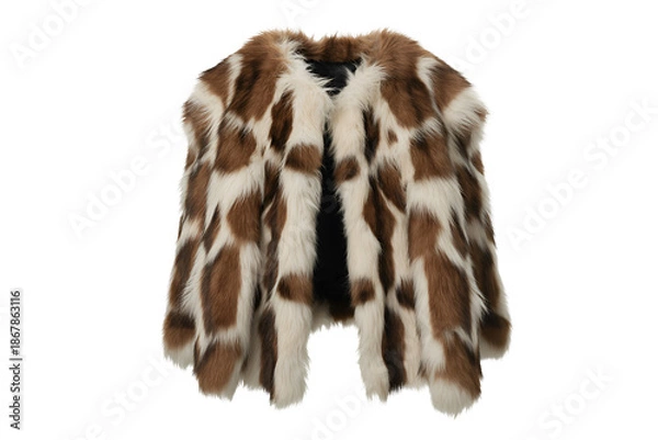 Obraz Stylish patchwork fur vest isolated on transparent background