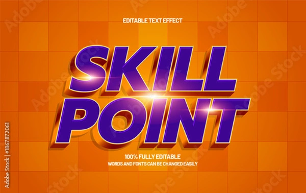 Obraz Skill Point Editable Text Effect – Retro Arcade Pixel Typography for Gaming Title and Screen