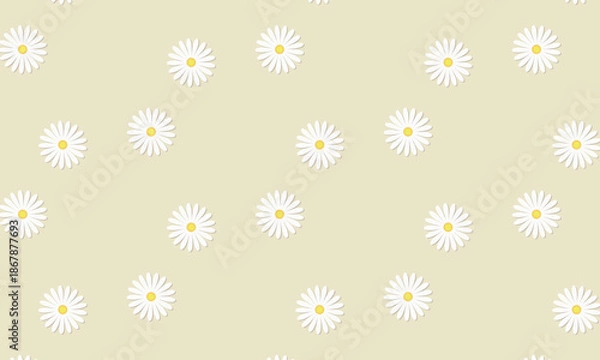 Obraz 影付きの白いマーガレットの花柄が広がるモダンなベージュの背景