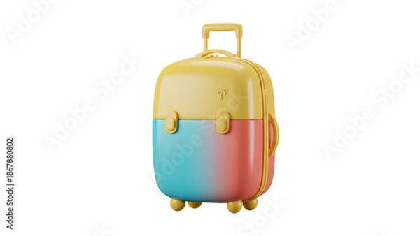 Obraz Vibrant Suitcase 3D Rendering on White Background