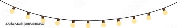 Obraz String lights for hanging and decorating celebrations. flat illustration