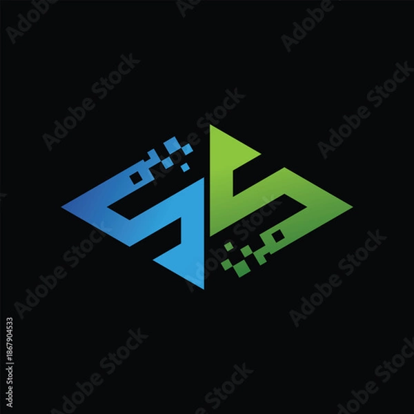 Obraz Abstract S Logo with Gradient and Pixelated Edges