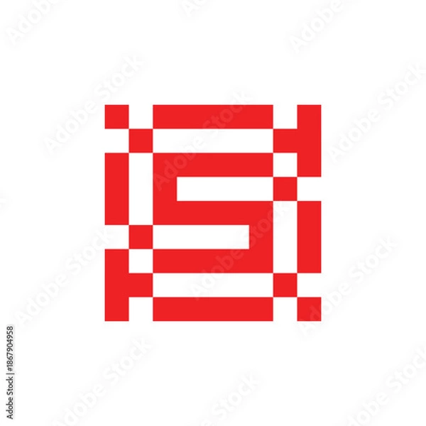 Obraz Abstract Red Geometric S Logo