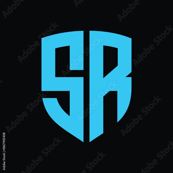 Obraz Bold SR Monogram Shield Logo in Cyan
