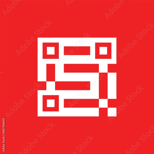 Obraz Abstract Red and White Digital Code Symbol