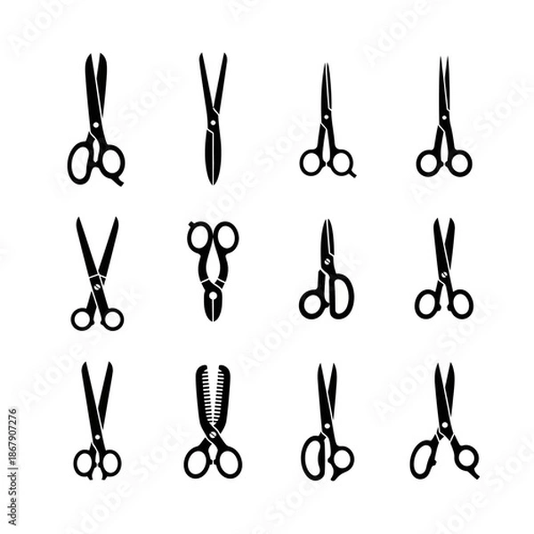 Obraz Professional Scissors Tools Icons Collection