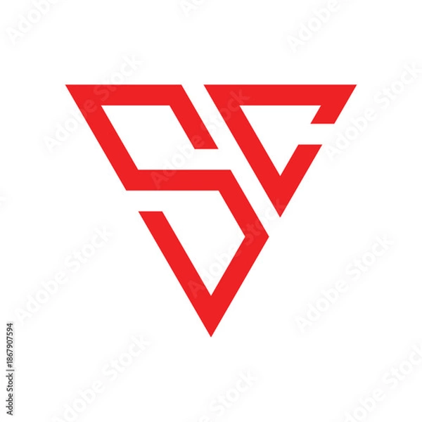 Obraz Red SC Monogram Logo in Triangular Shape