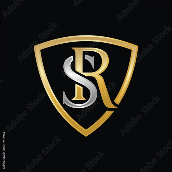 Obraz Golden and Silver SR Monogram Shield Logo