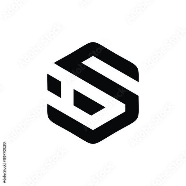 Obraz Modern Abstract Hexagonal Logo with Stylized Letter S Monogram