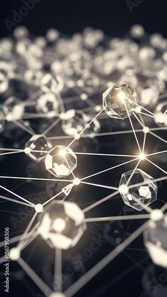 Obraz Network Connection Structure with Shining Nodes.
